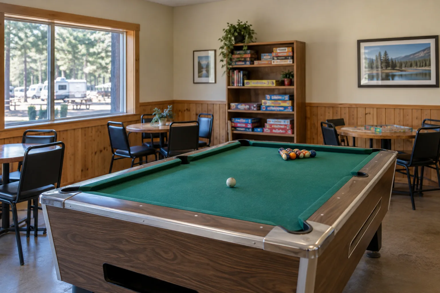 AI-generated representative image of game room; not a photograph of Poche.