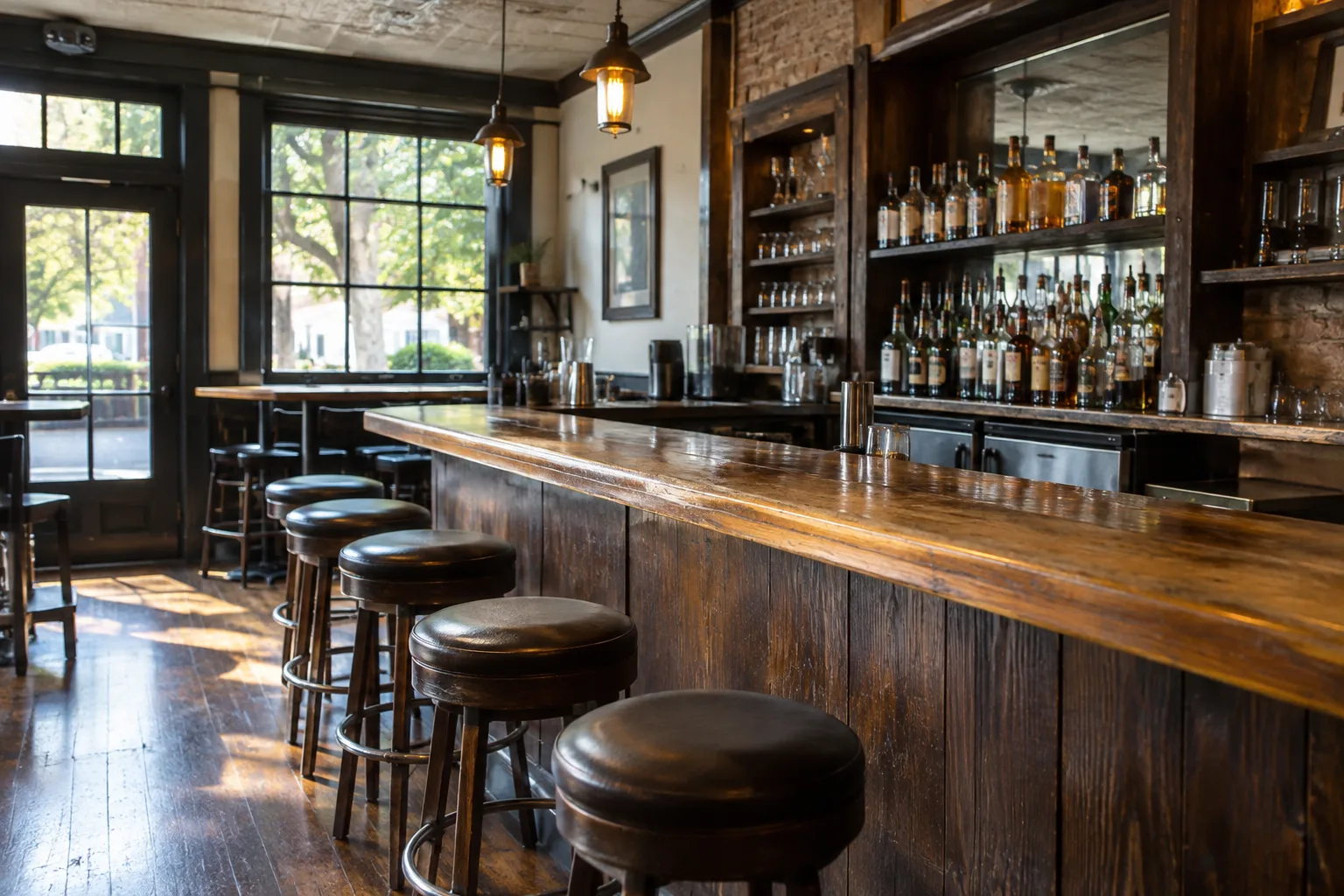 AI-generated representative image of pit stop bar; not a photograph of Poche.
